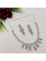 Pink Stone Shimmering Necklace Set 